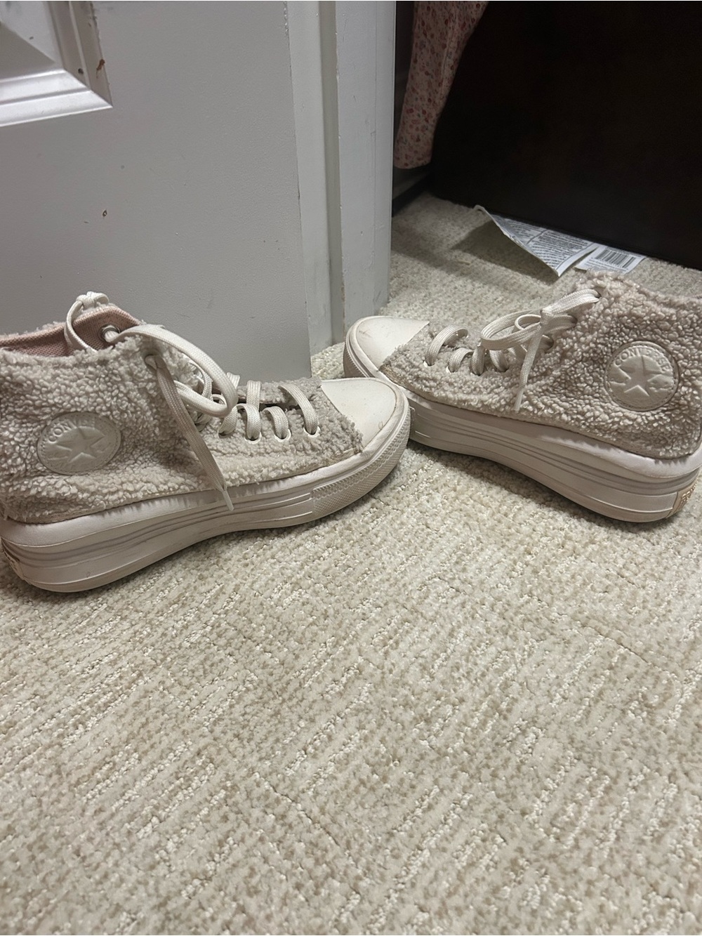 Converse Sherpa Platform High-Top Sneakers - Cream